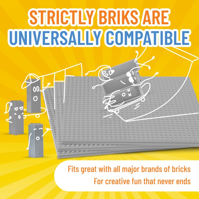 Strictly Briks مجموعة لوحات القاعدة من ستريكتلي بريكس - متوافقة مع ليغو، 10 × 10 في 4 لوحات قاعدة مع 30 كومة، كتل بناء لوحات قاعدة قابلة للتكديس، أبراج عرض مخصصة، هدية عيد الفصح للأطفال، رمادي فاتح - Image 4